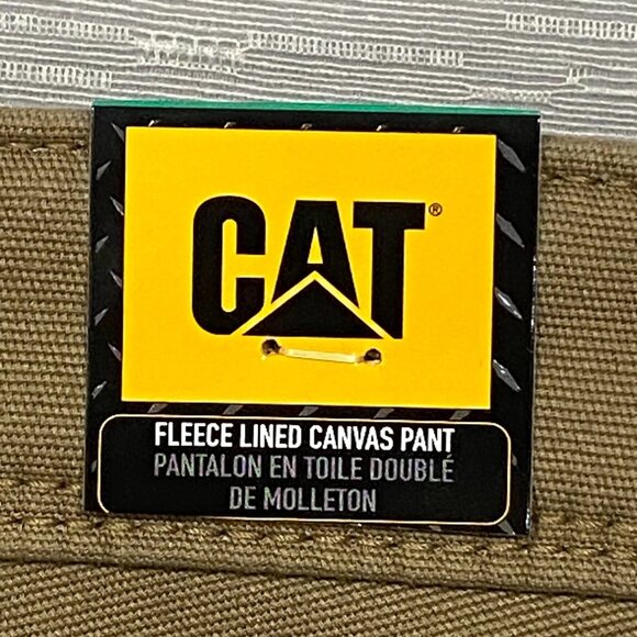 CAT Caterpillar Work Pants Mens 38 x 30 Brown Canvas Fleece Lined Insulated - Picture 5 of 14